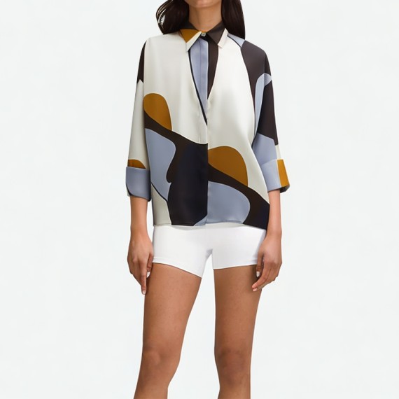 Printed Turn-Down Collar Chic Shirt