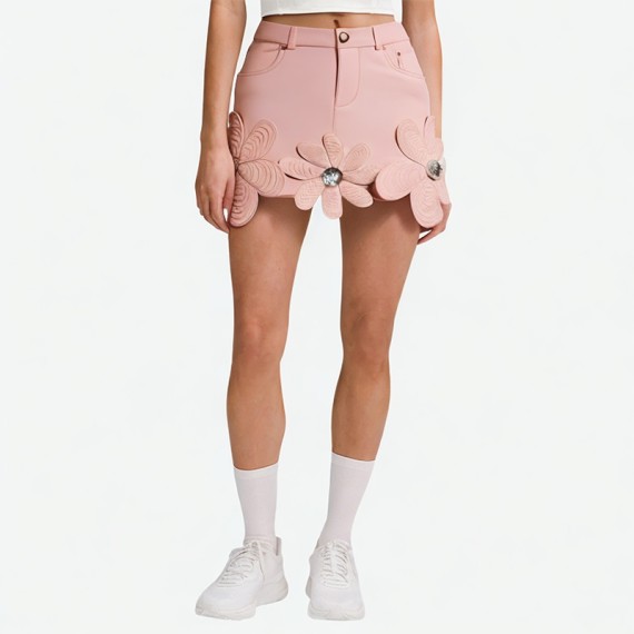 Floral Leather Skirt