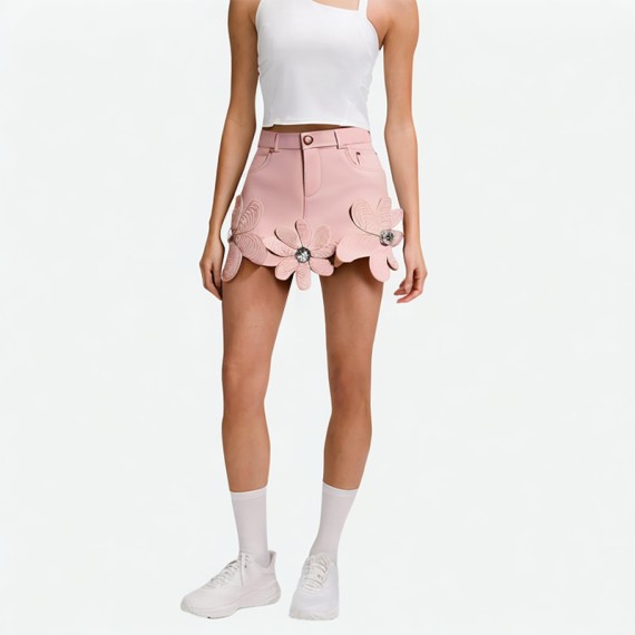 Floral Leather Skirt