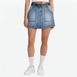 Denim skirt with belt