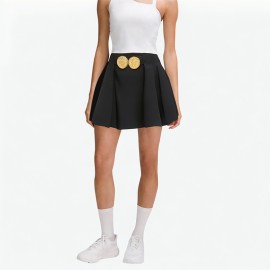 Button Decorated Pleated Skirt