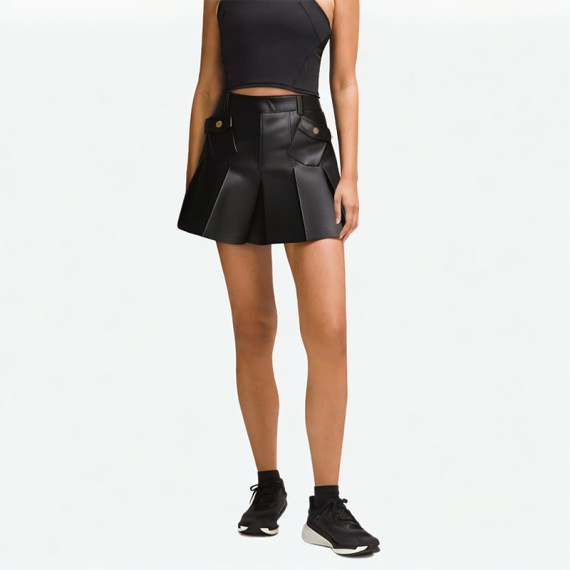 Pleated PU Skirt for Women