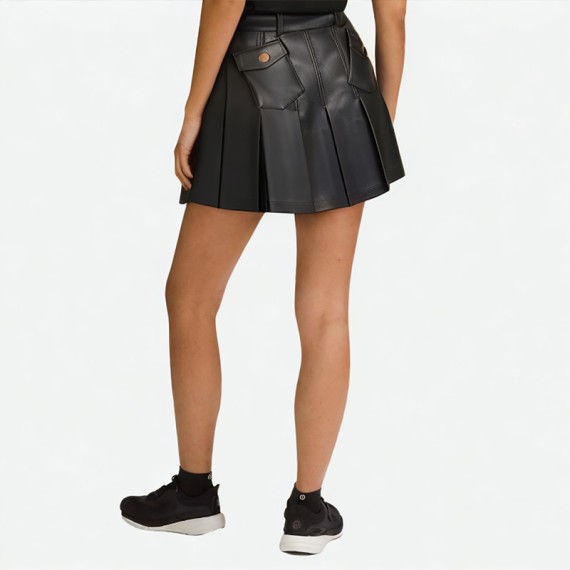 Pleated PU Skirt for Women