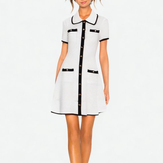 Black and White Color-Block Shift Dress