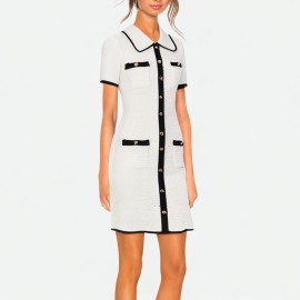 Black and White Color-Block Shift Dress