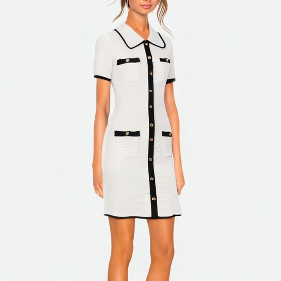 Black and White Color-Block Shift Dress