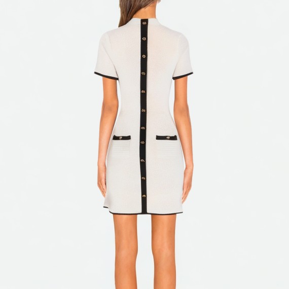 Black and White Color-Block Shift Dress
