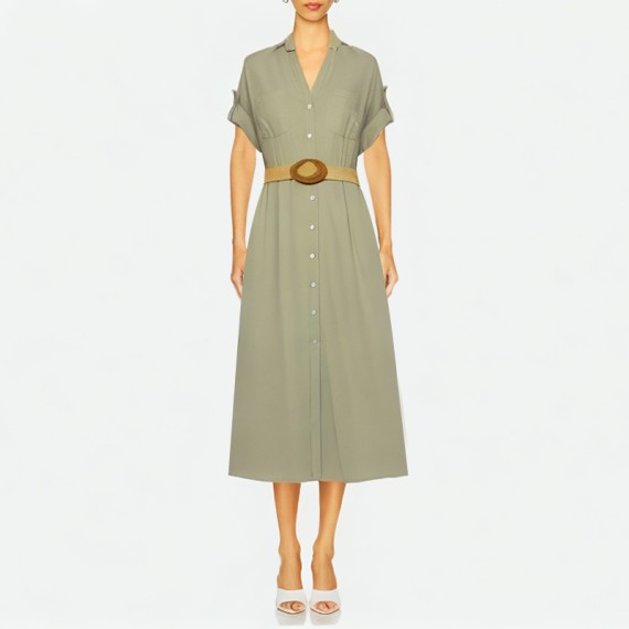 Vintage Long-Sleeve Shirt Dress