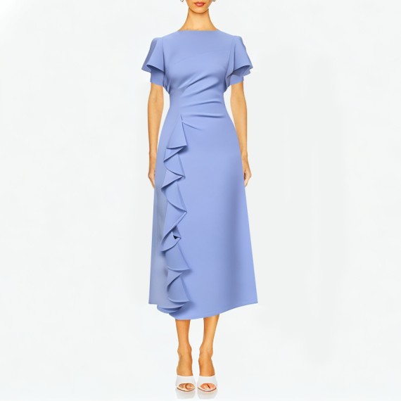 Ruffle Sleeve Midi Dress