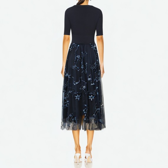  V-neck Knit Midi Dress