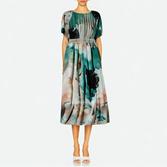 Tie-Dye Satin Dress
