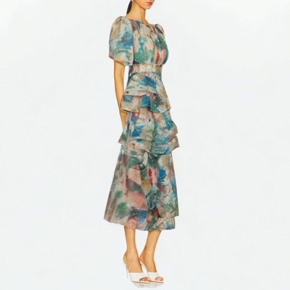Stretchy Puff Sleeve Dress