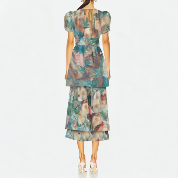 Stretchy Puff Sleeve Dress