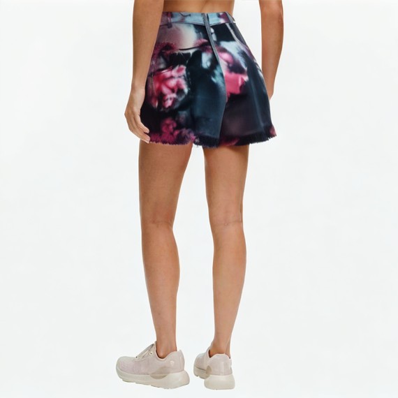 Colorful Fringed Denim Shorts