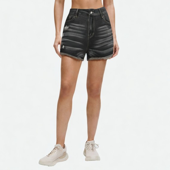 Mid-Rise Stretch Denim Shorts