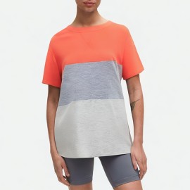 Color-Block Round Neck Short Sleeve