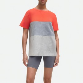 Color-Block Round Neck Short Sleeve
