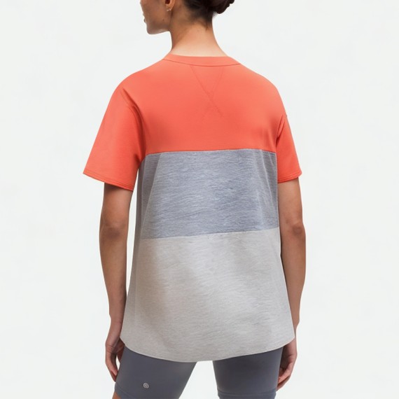 Color-Block Round Neck Short Sleeve